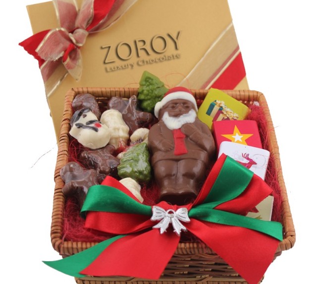 Christmas Small goodie hamper with Milk chocolate santa claus and lots of other assorted Chocolates